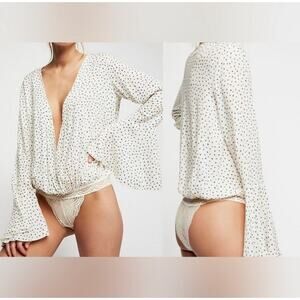 Womens Intimately Free People Makin' Waves Bodysuit White Size M EUC!